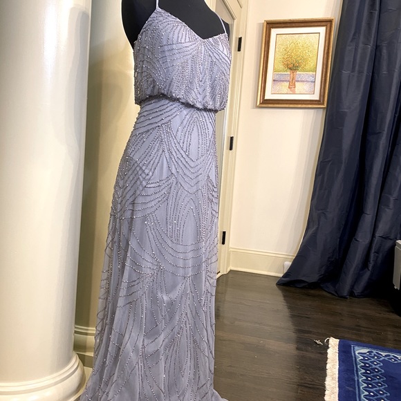 COPY - NEW Adrianna Papell Silver Beaded Gown - Picture 9 of 10